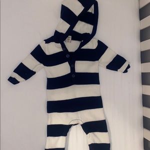 Navy and cream baby boys sweater outfit